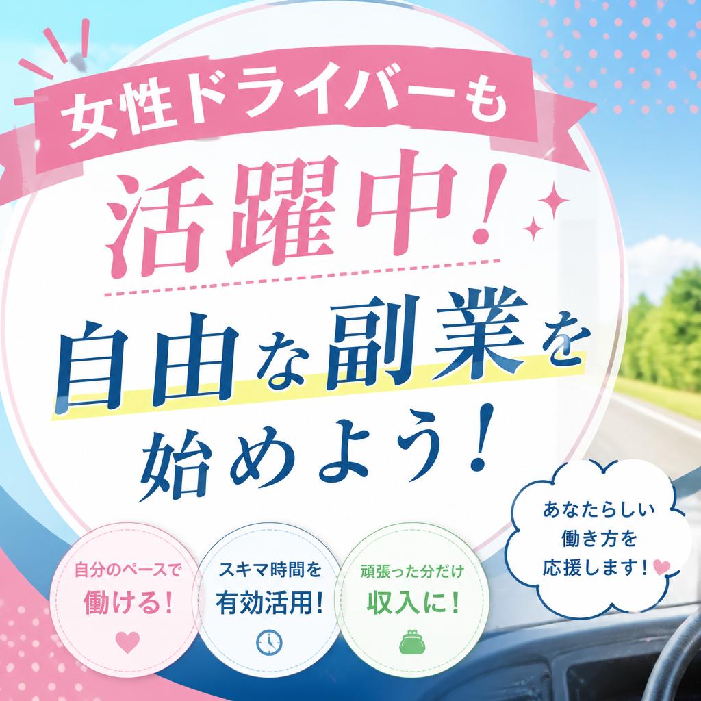 女性ドライバーも活躍中！自由な副業を始めよう！